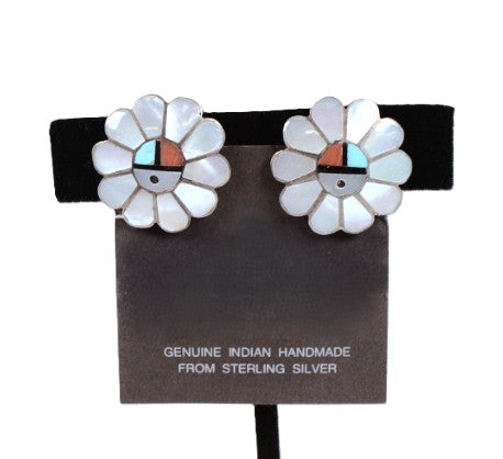 Zuni Pueblo Sunface Clip Earrings