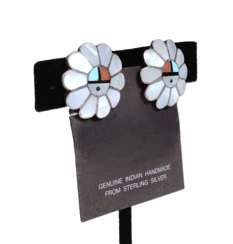 Zuni Pueblo Sunface Clip Earrings