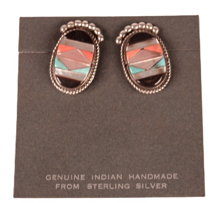 Zuni Pueblo Multi Stone Inlay Post Earrings By CC