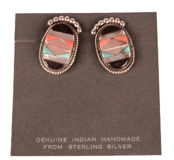 Zuni Pueblo Multi Stone Inlay Post Earrings By CC