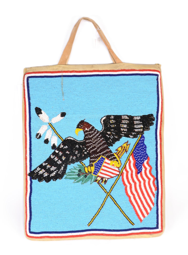 Plateau Flag Pictorial Beaded Pouch