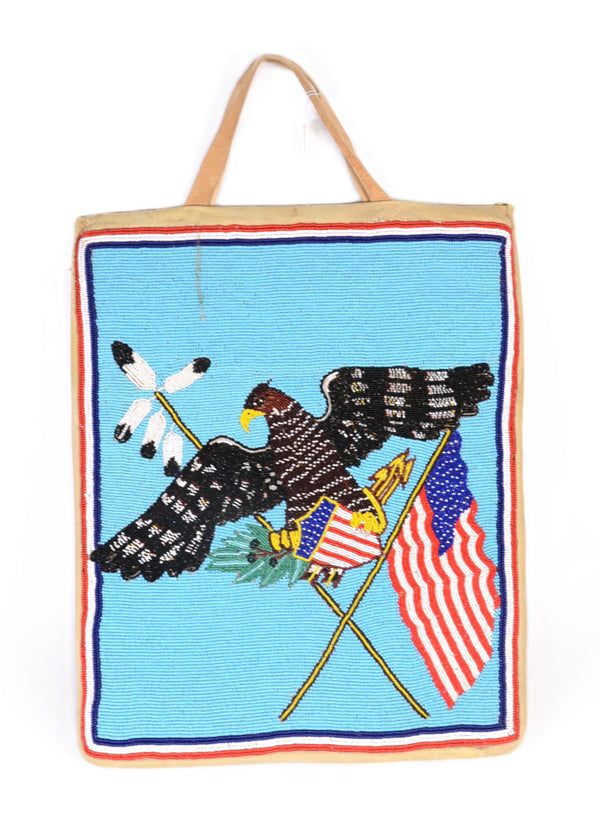 Plateau Flag Pictorial Beaded Pouch