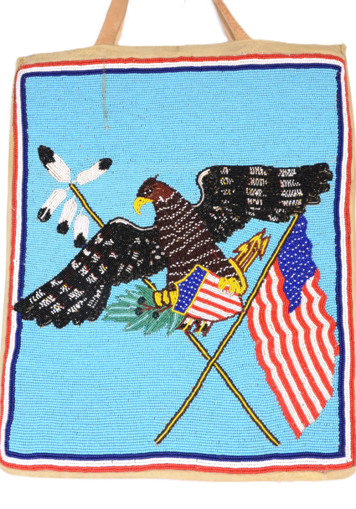 Plateau Flag Pictorial Beaded Pouch