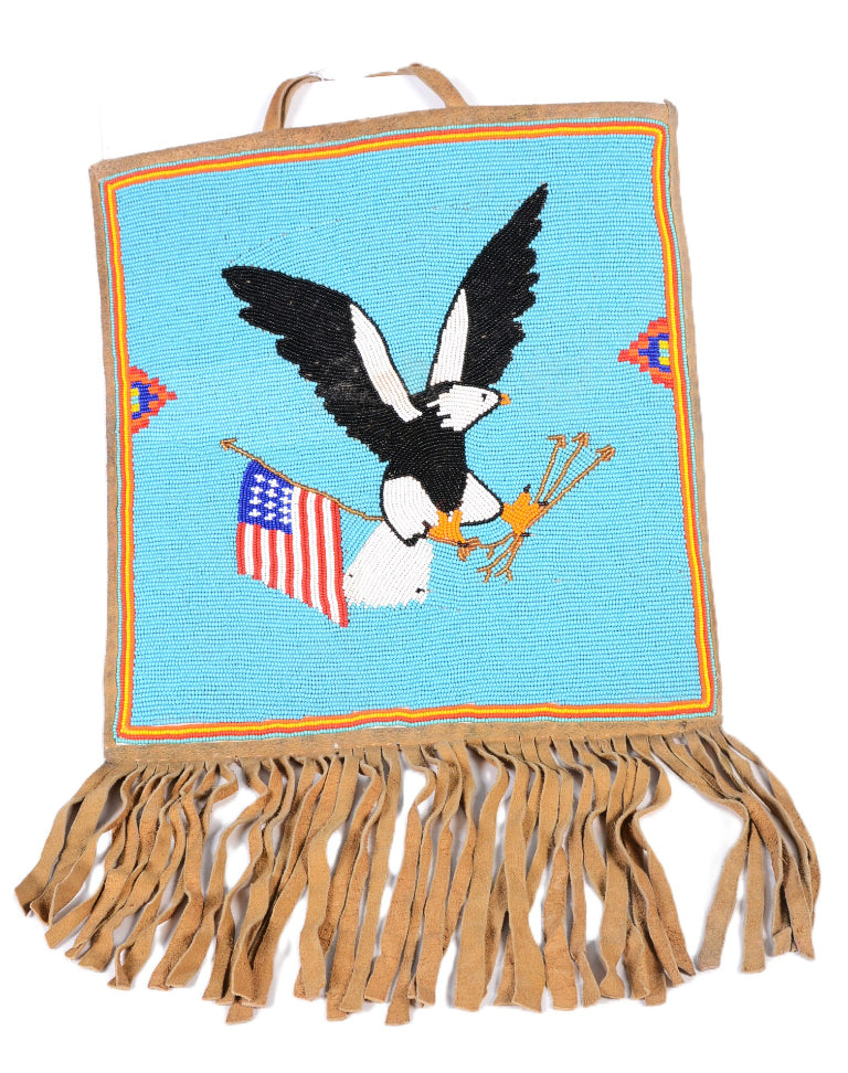 Plateau Flag Pictorial Beaded Pouch