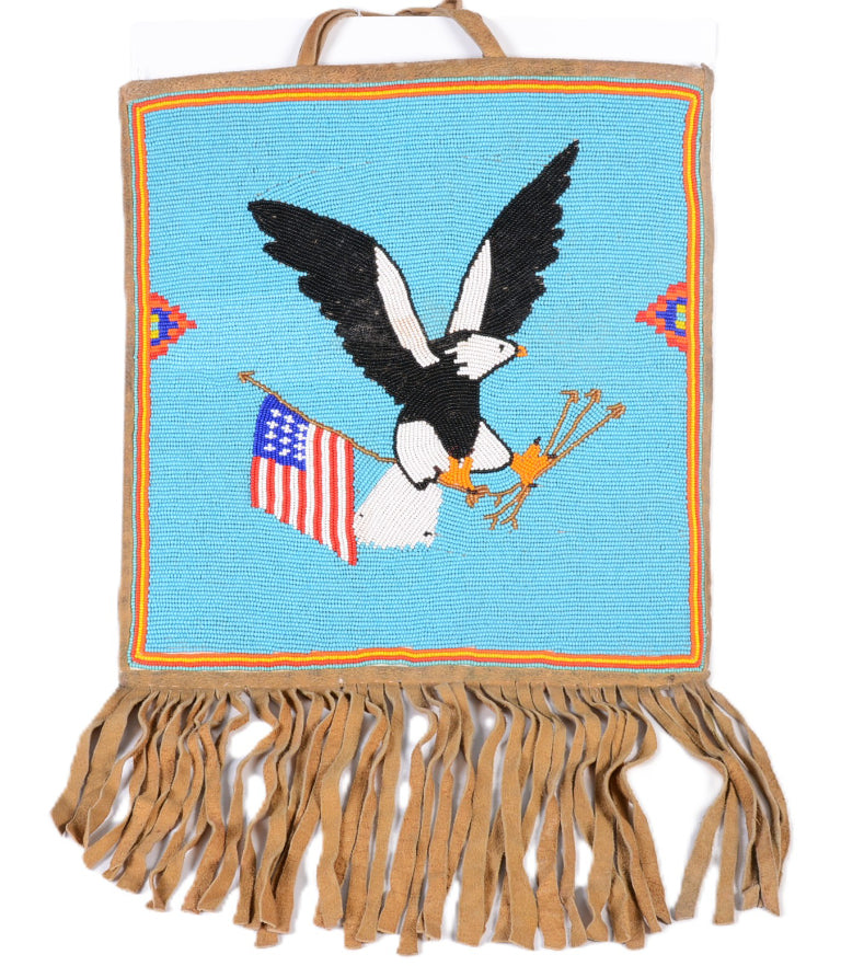 Plateau Flag Pictorial Beaded Pouch