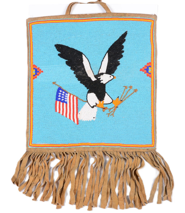 Plateau Flag Pictorial Beaded Pouch