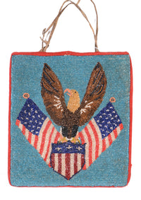 Antique Plateau Flag Pictorial Beaded Pouch