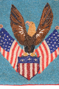 Antique Plateau Flag Pictorial Beaded Pouch