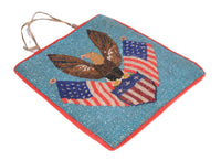 Antique Plateau Flag Pictorial Beaded Pouch