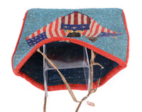 Antique Plateau Flag Pictorial Beaded Pouch
