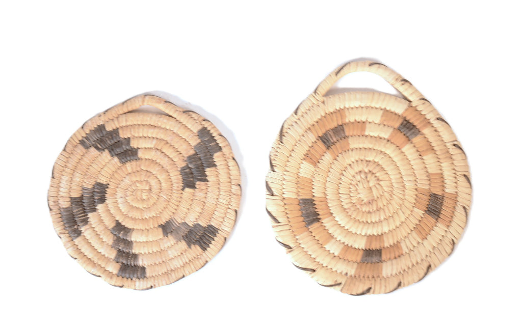 Papago Flat Trivet Basket with Handle Set of 2