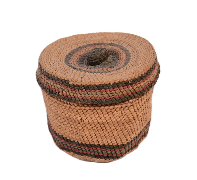 Makah Lidded Trinket Basket with Knob