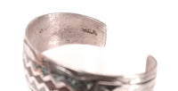 Navajo Sterling Silver Chip Inlay Cuff Bracelet By Wilson and Carolyn Begay