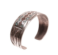 Navajo Sterling Silver Chip Inlay Cuff Bracelet By Wilson and Carolyn Begay