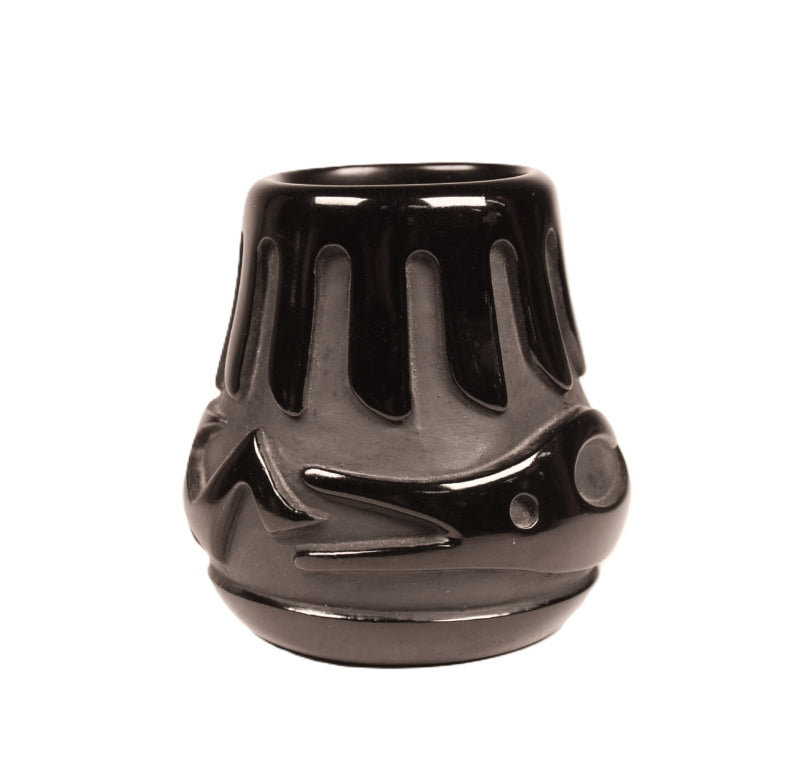 Jemez Pueblo Commercial Made Blackware Pottery Vase By CG