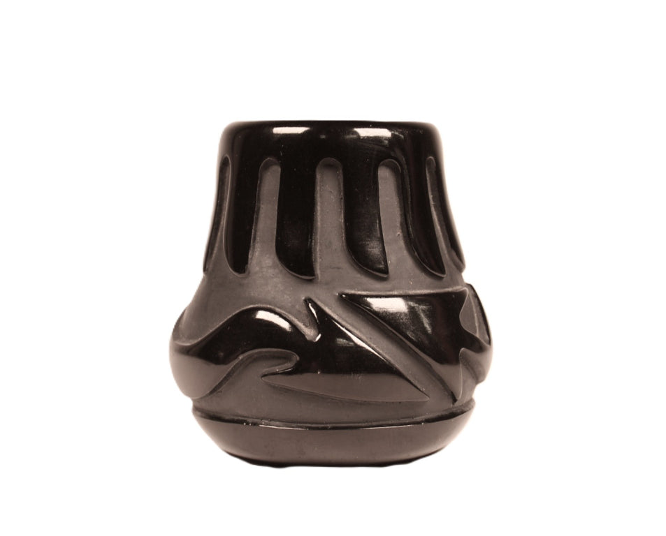 Jemez Pueblo Commercial Made Blackware Pottery Vase By CG