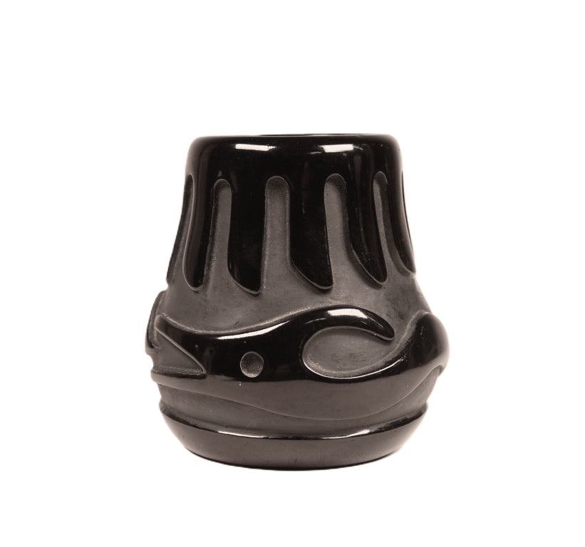 Jemez Pueblo Commercial Made Blackware Pottery Vase By CG