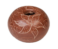 Santa Clara Pueblo Mini Red Etched Pot Signed by Christine Nieto