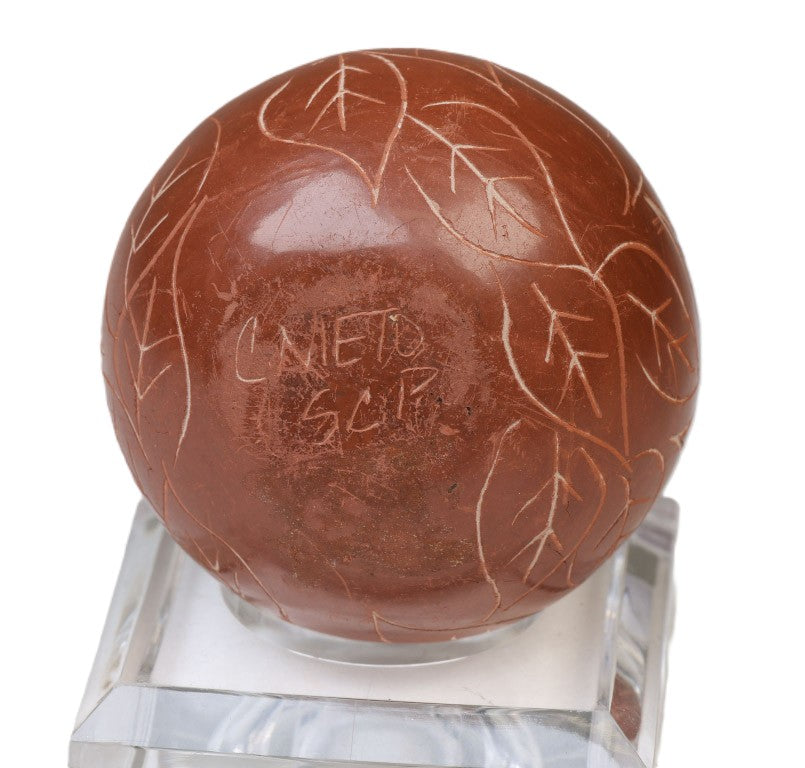 Santa Clara Pueblo Mini Red Etched Pot Signed by Christine Nieto