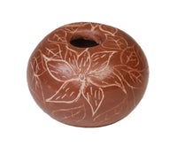 Santa Clara Pueblo Mini Red Etched Pot Signed by Christine Nieto