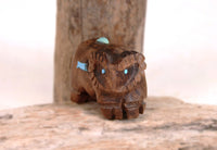 Zuni Fetish Wood Ram By S. Mattio with Turquoise