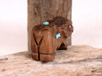 Zuni Fetish Wood Ram By S. Mattio with Turquoise