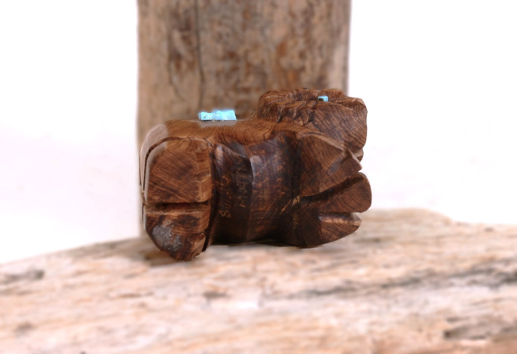 Zuni Fetish Wood Ram By S. Mattio with Turquoise