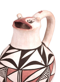Acoma Pueblo Effigy Face Pottery Pitcher By R.M.