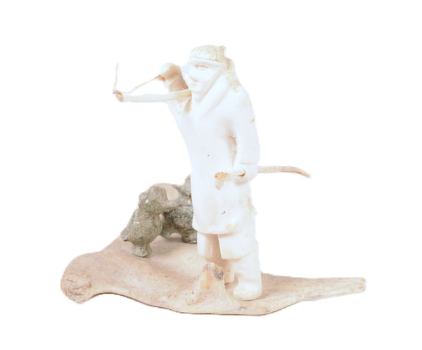 Eskimo Scene Made of Antler and Steatite Carvings