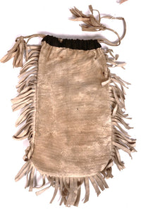 Plains Cree Hide and Beaded Bag with Fringe