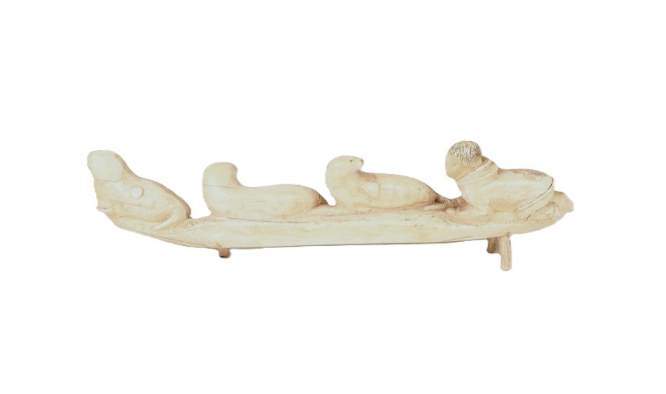 Eskimo Inuit Whalebone Walrus Boy Carving