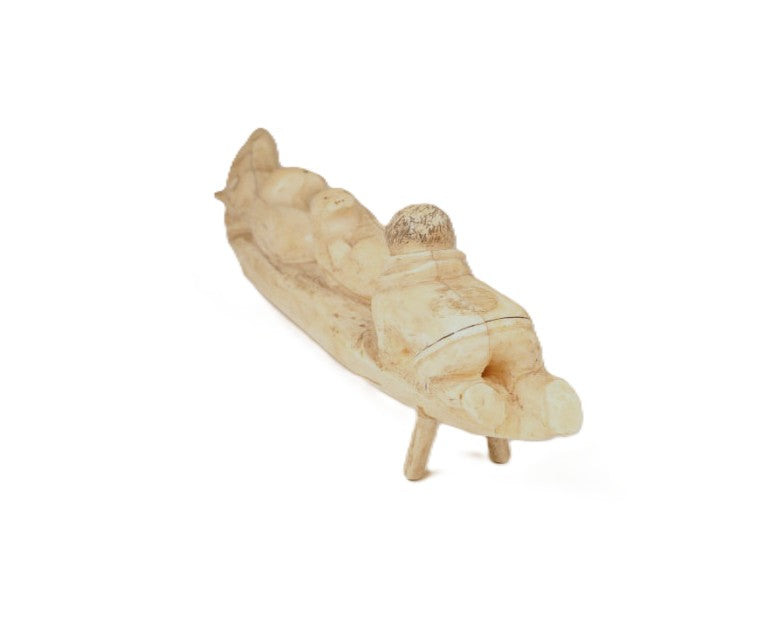 Eskimo Inuit Whalebone Walrus Boy Carving