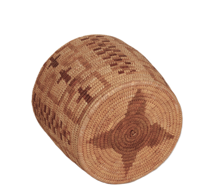 Papago Basket with Coyote Tracks and Crosses