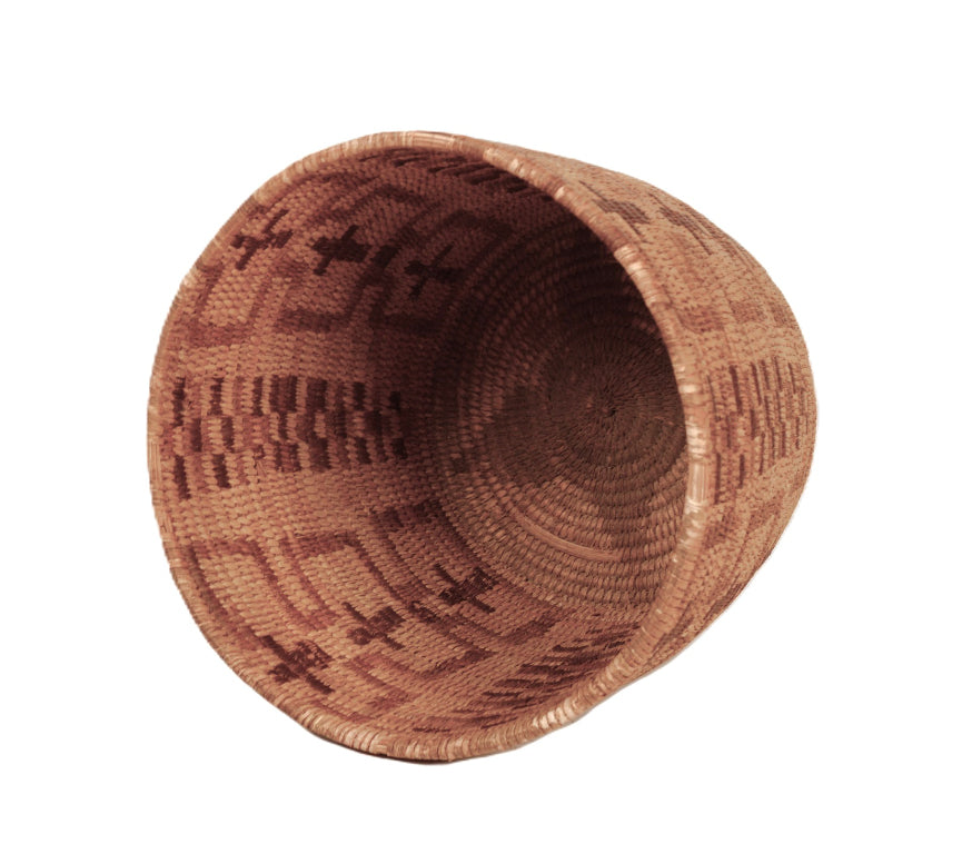 Papago Basket with Coyote Tracks and Crosses