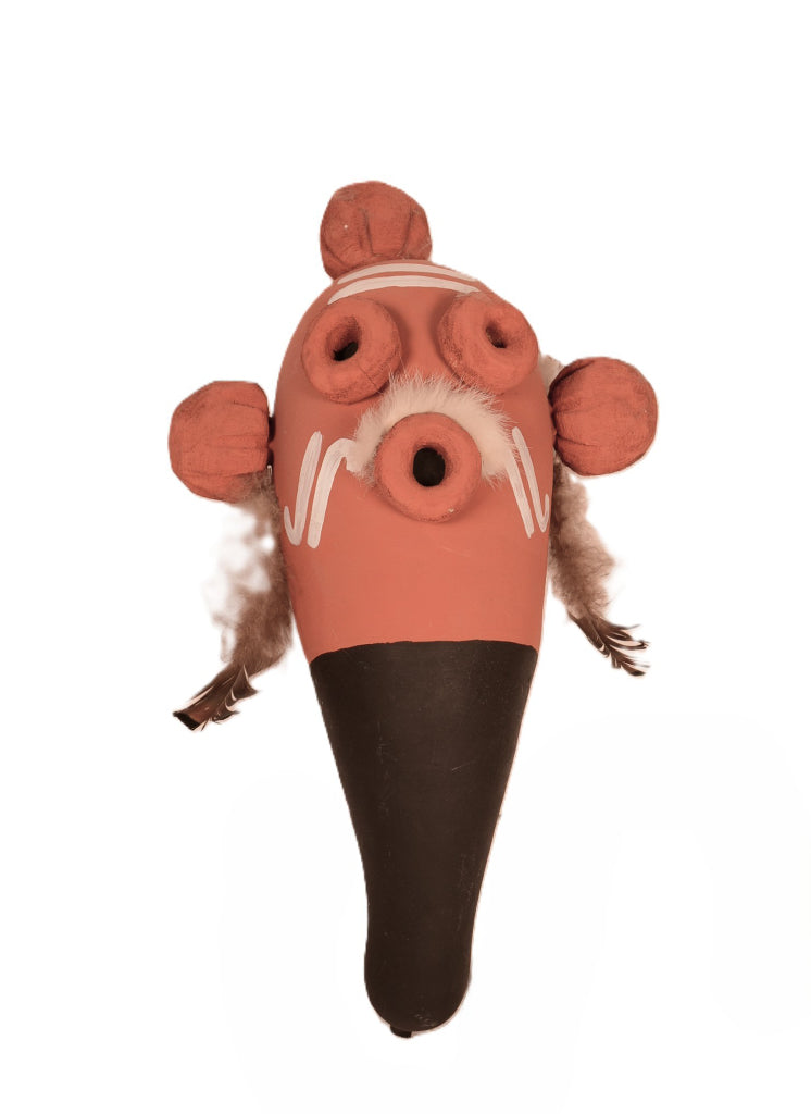 Large Hopi Pueblo Mudhead Gourd Rattle By Lyle Lomayma