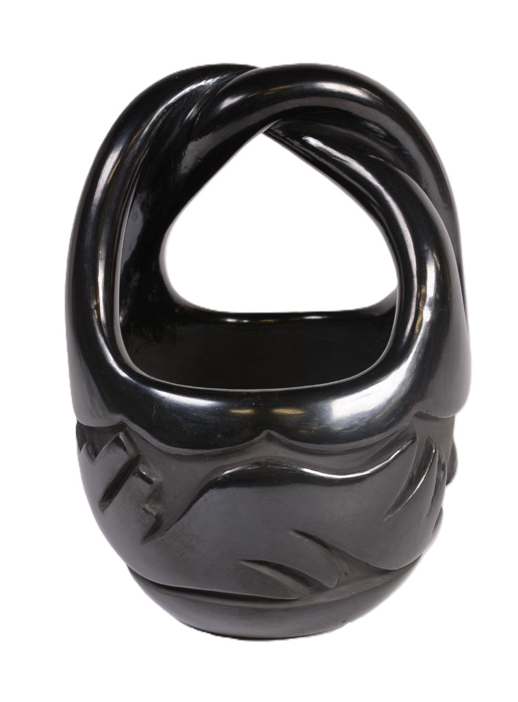 Santa Clara Pueblo Blackware Basket Pot By Madeline Naranjo