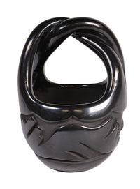 Santa Clara Pueblo Blackware Basket Pot By Madeline Naranjo