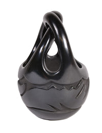Santa Clara Pueblo Blackware Basket Pot By Madeline Naranjo