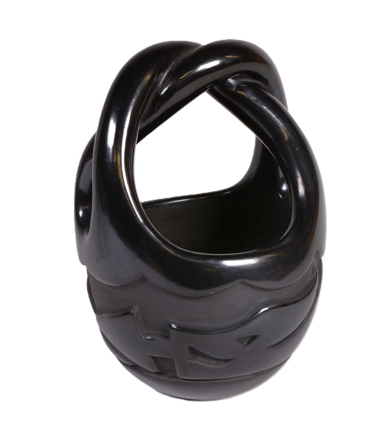 Santa Clara Pueblo Blackware Basket Pot By Madeline Naranjo