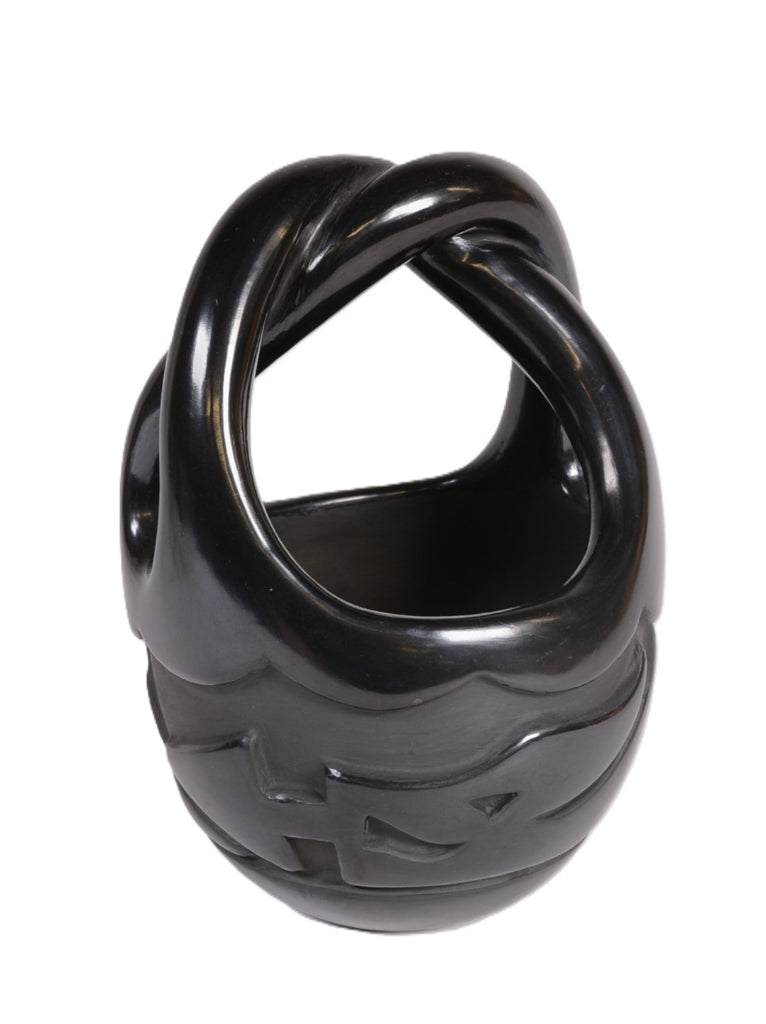Santa Clara Pueblo Blackware Basket Pot By Madeline Naranjo
