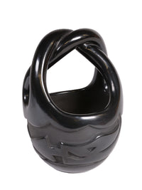 Santa Clara Pueblo Blackware Basket Pot By Madeline Naranjo