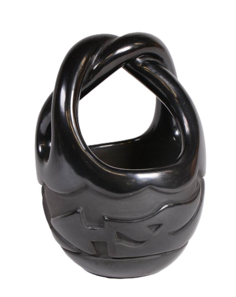 Santa Clara Pueblo Blackware Basket Pot By Madeline Naranjo