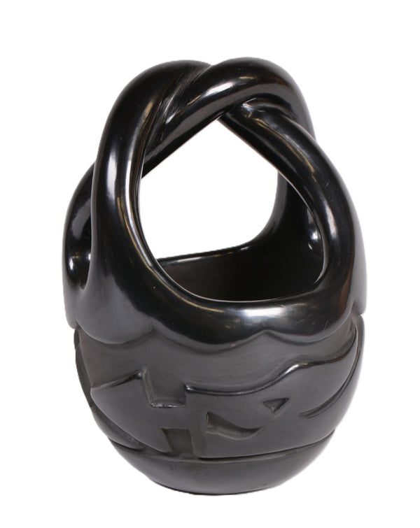 Santa Clara Pueblo Blackware Basket Pot By Madeline Naranjo