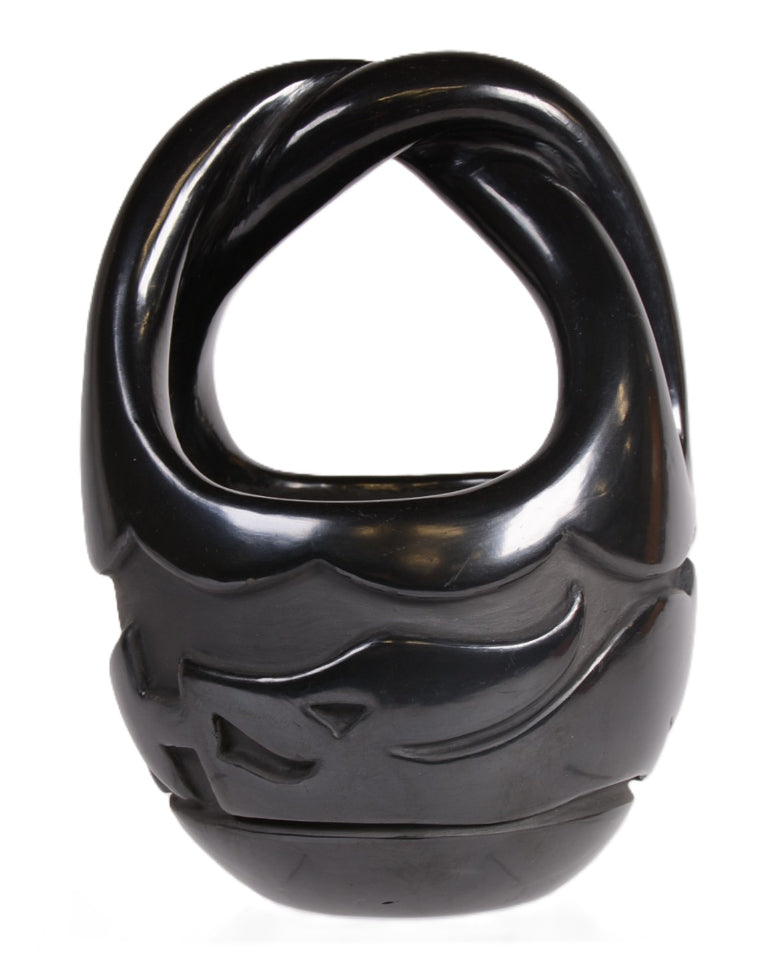 Santa Clara Pueblo Blackware Basket Pot By Madeline Naranjo