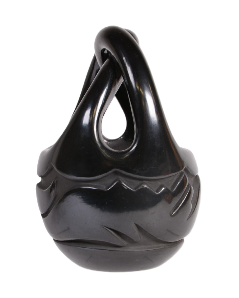 Santa Clara Pueblo Blackware Basket Pot By Madeline Naranjo