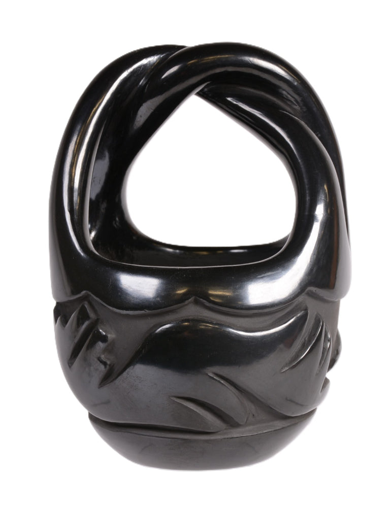 Santa Clara Pueblo Blackware Basket Pot By Madeline Naranjo