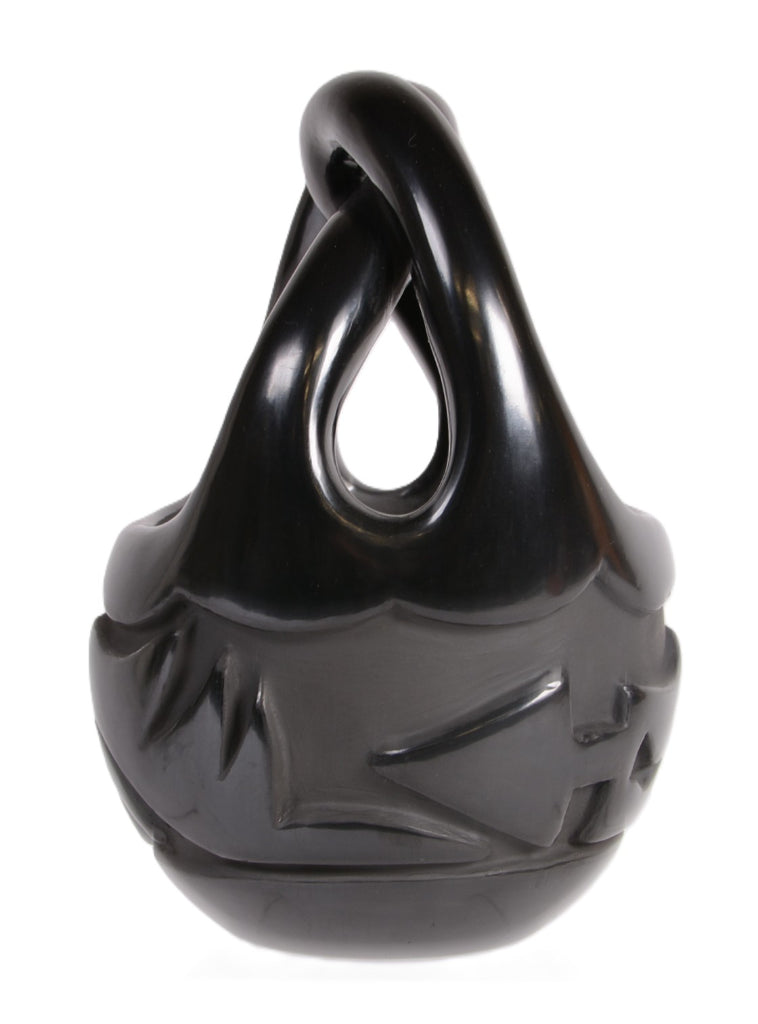Santa Clara Pueblo Blackware Basket Pot By Madeline Naranjo