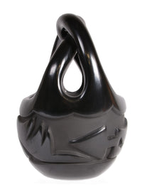 Santa Clara Pueblo Blackware Basket Pot By Madeline Naranjo
