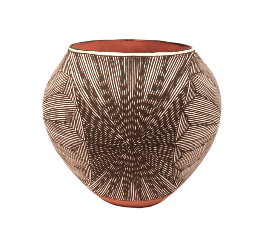 Acoma Pueblo Black on White Pottery Jar By D.L Vallo