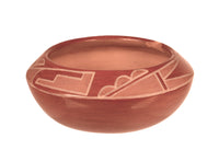 Santa Clara Pueblo Polychrome Redware Painted Bowl By Rose